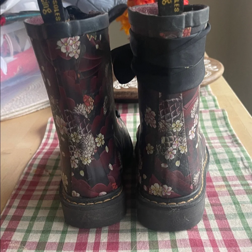 Dr. Martens Black Floral Combat Boots - Picture 3 of 4
